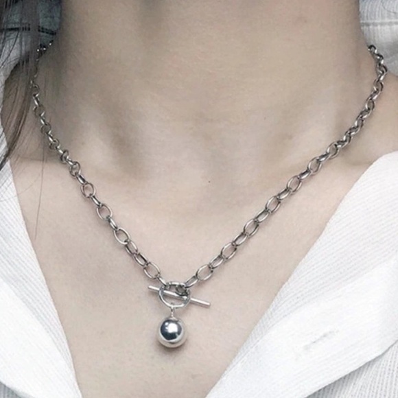 TOGGLE 925 STERLING SILVER LINK NECKLACE, NICE NECKLACE, CUTE NECKLACE - Picture 1 of 7